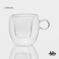 Кружка стеклянная с двойными стенками Magistro &laquo;Сердце&raquo;, 120 мл, 12&times;9,5&times;9,5 см