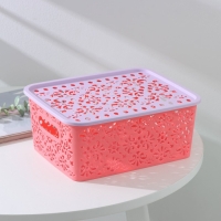 Контейнер для хранения с крышкой «Узор», пластик, 25×19×10 см, цвет МИКС Контейнер для хранения с крышкой «Узор», пластик, 25×19×10 см, цвет МИКС