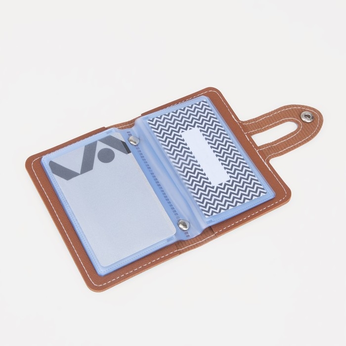 Визитница на кнопке, 26 карт, цвет коричневый