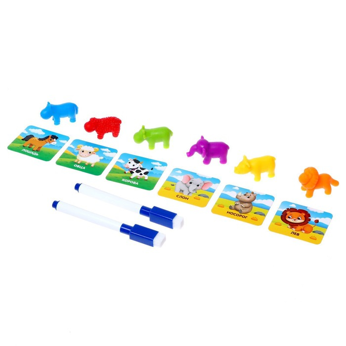 Развивающий набор &laquo;Умные зверята&raquo;, сортер, задания на карточках, маркер
