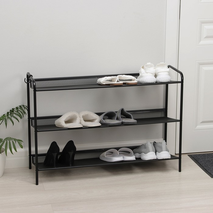 Подставка для обуви &laquo;Женева 33&raquo;, 3 яруса, 86,5&times;27&times;60 см, цвет чёрный