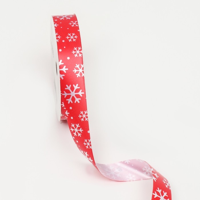Новый год. Лента для декора и подарков, снежинки, 2 см х 45 м