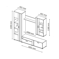 Гостиная Омега, 2202х2000х425, Крафт золотой/Бетон Гостиная Омега, 2202х2000х425, Крафт золотой/Бетон