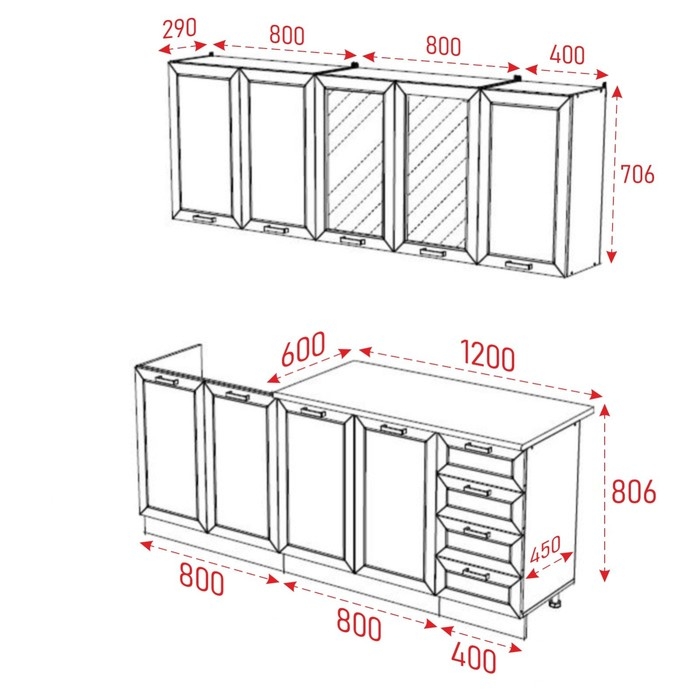 Кухня Агава 2000х600, Акация белая/Трюфель Кухня Агава 2000х600, Акация белая/Трюфель