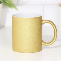Кружка под сублимацию, керамическая с логотипом, цвет золотой глиттер, 320мл