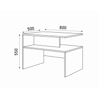 Журнальный стол Парус, 800х500х550, Белый/ Графит