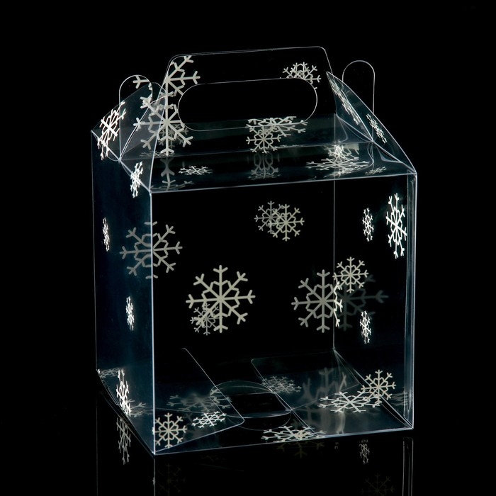 Новый год. Коробка подарочная новогодняя складная ПВХ Новый год. Коробка подарочная новогодняя складная ПВХ "Праздничное настроение" 11 x 11 x 11 см .