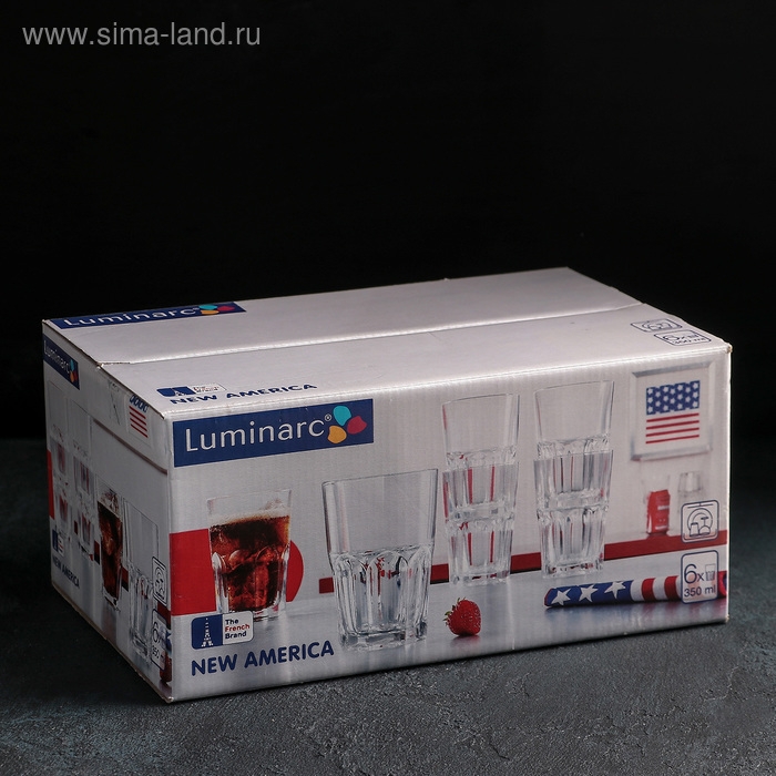 Набор высоких стеклянных стаканов New America, 350 мл, 6 шт