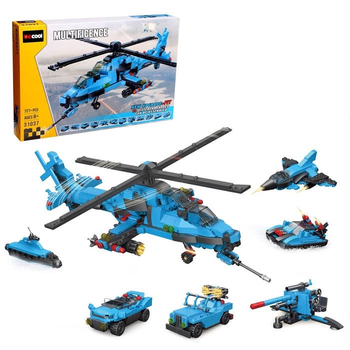 Конструктор блочный &laquo;Боевой вертолёт&raquo;, 727 деталей