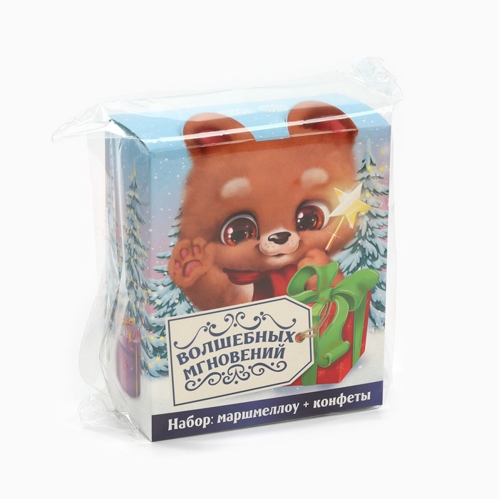 Сладкий детский новогодний подарок &laquo;Медведь&raquo;, конфеты и маршмеллоу, 250 г.