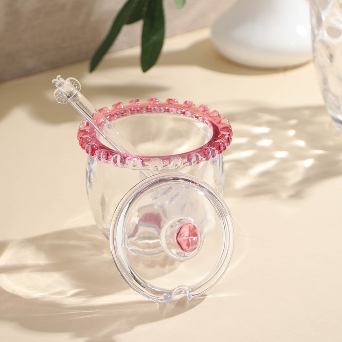 Баночка стеклянная для мёда и варенья c ложкой «Розе», 240 мл, 9,5×12 см Баночка стеклянная для мёда и варенья c ложкой «Розе», 240 мл, 9,5×12 см