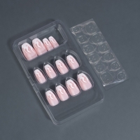 Накладные ногти &laquo;Fire&raquo;, 12 шт, с клеевыми пластинами, форма балерина, розовые, белые