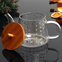 Чайник заварочный стеклянный с бамбуковой крышкой Дорого внимание «Время чудес», 600 мл Чайник заварочный стеклянный с бамбуковой крышкой Дорого внимание «Время чудес», 600 мл