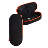 Пенал-футляр 95 х 205 х 45 мм, мягкий, текстильный, Calligrata, ПМК 27-20 Black, резинка на клапане, черный/оранжевый Пенал-футляр 95 х 205 х 45 мм, мягкий, текстильный, Calligrata, ПМК 27-20 Black, резинка на клапане, черный/оранжевый