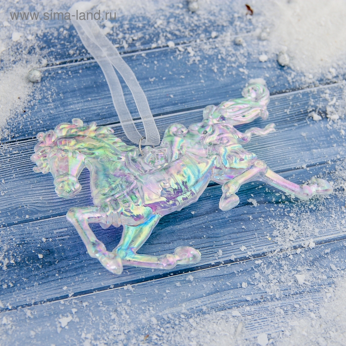 Украшение ёлочное "Конь" 9х12 см, прозрачный перелив
