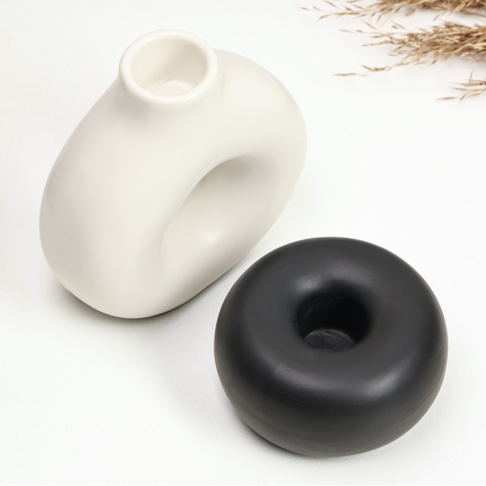 Набор подсвечников "Меланд и Эдвард" белый и черный, 2шт/5х10см/4х7см