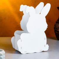 Кашпо деревянное "Зайка с бантом", 13,5х7х19,5 см, дуб, белый