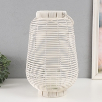 Подсвечник металл, PVC "Фонарик. Плетёнка" белый 39х25х25 см