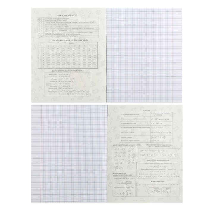 Тетрадь предметная Calligrata TOP "Животные", 48 листов в клетку Алгебра, со справочным материалом, обложка мелованный картон, УФ-лак, блок офсет