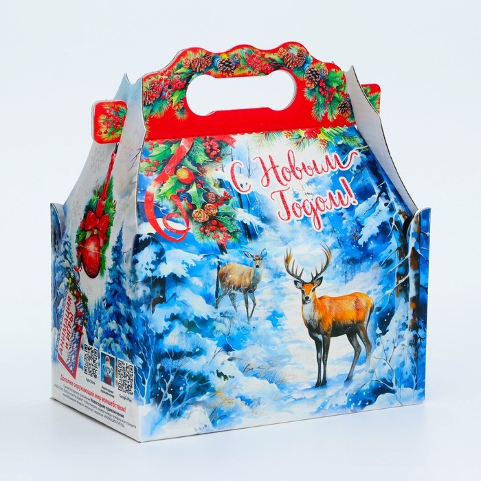 Новый год. Подарочная коробка Новогодняя Ларец простой Новый год. Подарочная коробка Новогодняя Ларец простой "Мечта" с анимацией 20 х 12 х 17 см.