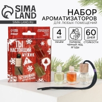 Ароматизаторы в машину новогодние &laquo;Лучшему из лучших&raquo; на Новый год, черный лед, парфюм, ягоды (набор 3 шт)