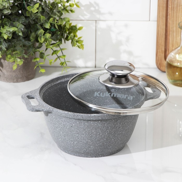 Кастрюля, 1 л, d=18 см, h=9 см, антипригарное покрытие, цвет светлый мрамор Кастрюля, 1 л, d=18 см, h=9 см, антипригарное покрытие, цвет светлый мрамор