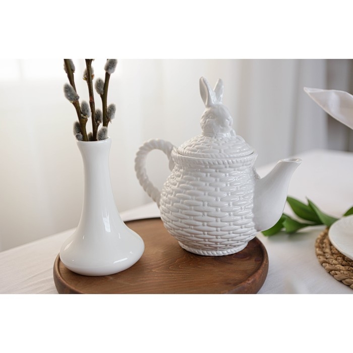 Чайник заварочный Доляна &laquo;Зайка&raquo;, 800 мл, цвет белый