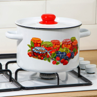 Кастрюля эмалированная, 4,5 л, рисунок МИКС, цвет белый