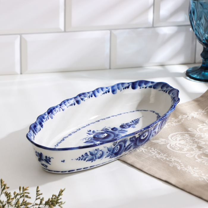 Блюдо &laquo;Лоток&raquo;, глубокий, 36х17х6 см, гжель