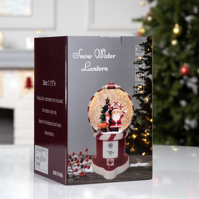 Фигура светодиодная &laquo;Новогодняя карамель&raquo;, 19.8х11.1х11.8 см, музыка, батарейки ААх3 (не в комплекте), USB, свечение тёплое белое