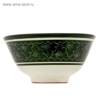 Пиала чайная Риштанская керамика "Узоры" большая, зелёная, 11 см Пиала чайная Риштанская керамика "Узоры" большая, зелёная, 11 см