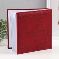 Фотоальбом на 200 фото 10х15 см кожзам "Цветочная текстура" бумажные листы бордовый 5х23х22 см   104