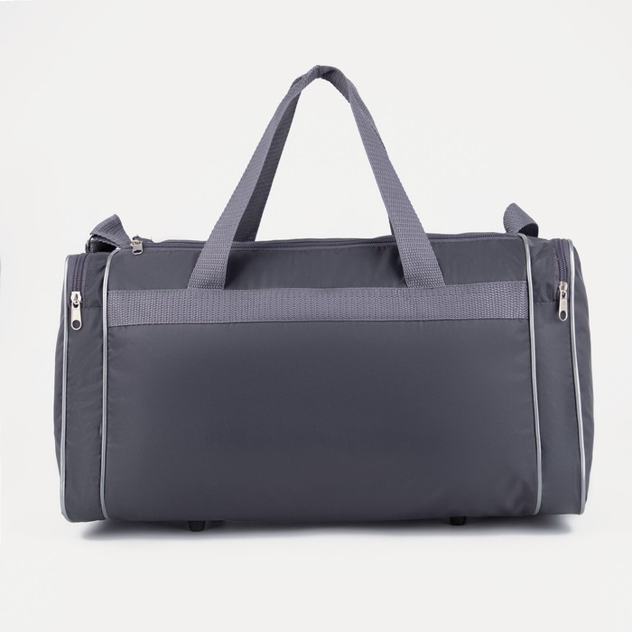 Сумка спортивная мужская на молнии, 3 наружных кармана, средний размер, цвет серый