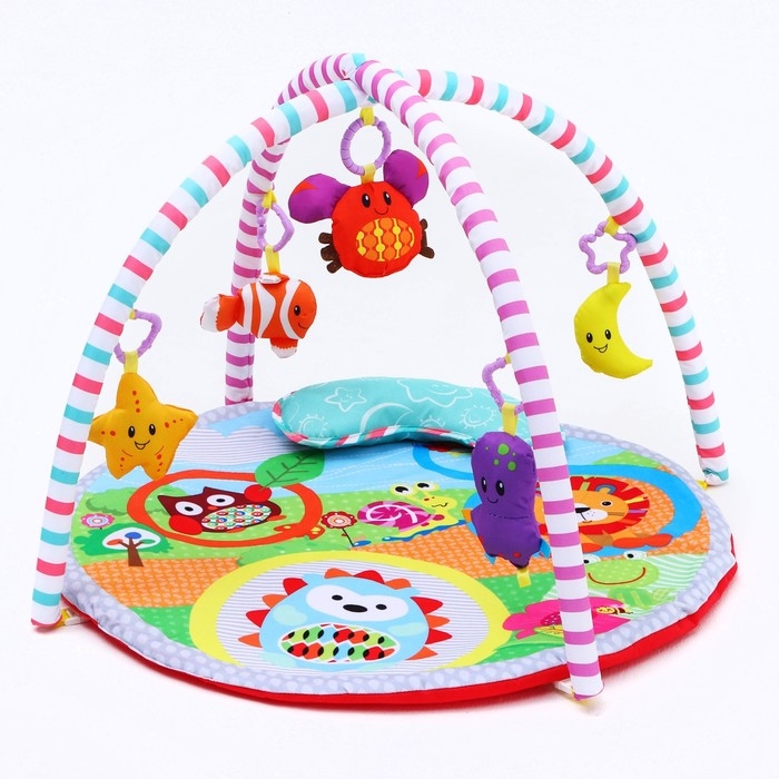 Развивающий коврик с дугами «Ежик на прогулке», 70x70 см, Крошка Я Развивающий коврик с дугами «Ежик на прогулке», 70x70 см, Крошка Я