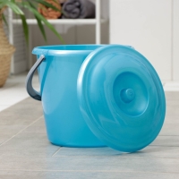 Ведро с крышкой &laquo;Соло&raquo;, 7 л, цвет голубой перламутр