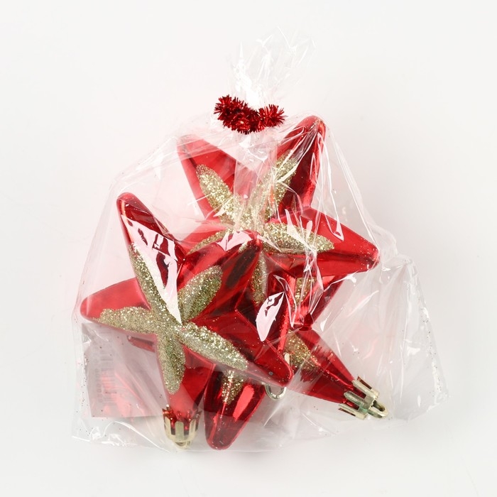 Ёлочные игрушки новогодние &laquo;Звёздочки&raquo;, на Новый год, цвет красный
