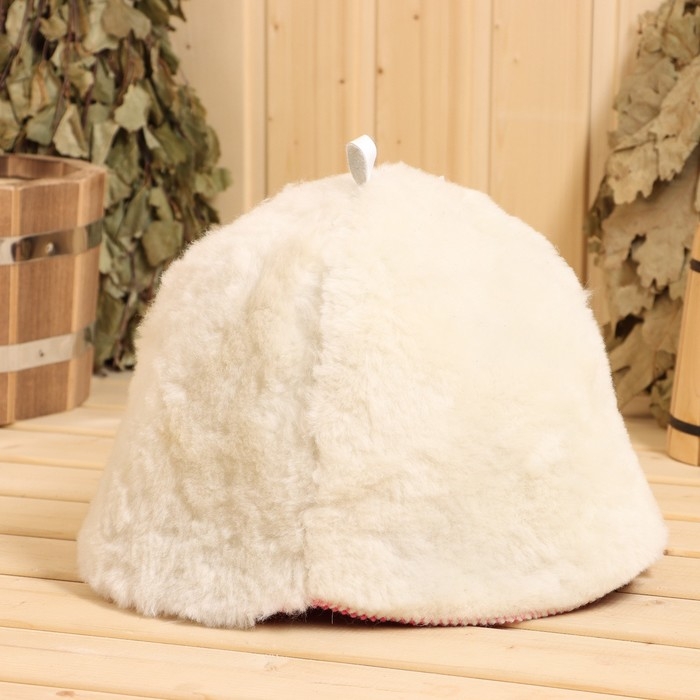 Шапка для бани из овчины, розовая фетр Шапка для бани из овчины, розовая фетр