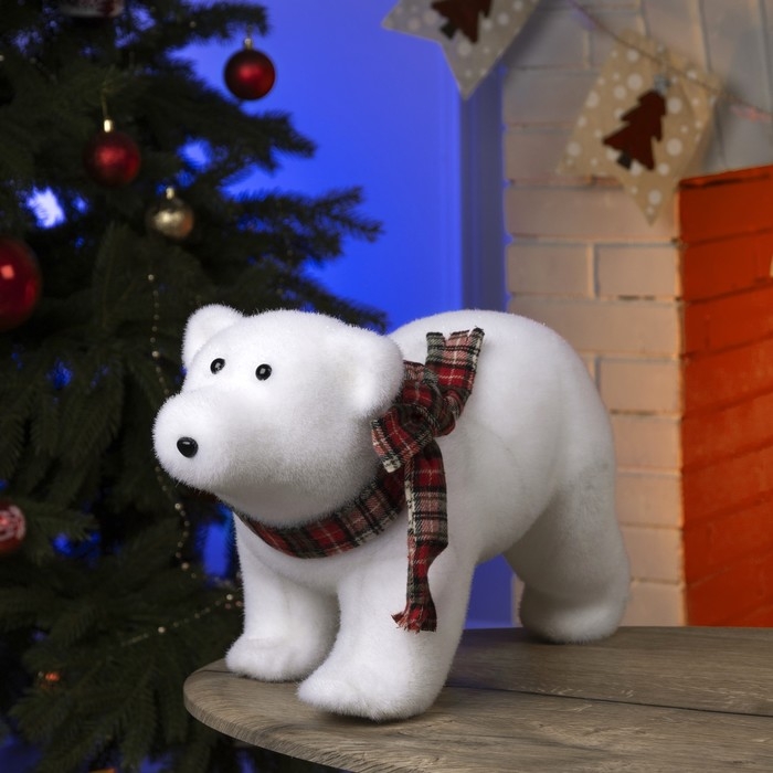 Светодиодная фигура &laquo;Мишка&raquo; 45 &times; 25 &times; 20 см, флок, батарейки ААх2 (не в комплекте), свечение тёплое белое