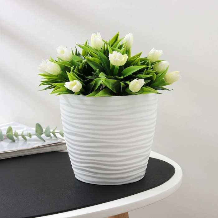 Горшок с поддоном &laquo;Дюна&raquo;, 1,7 л, цвет белый