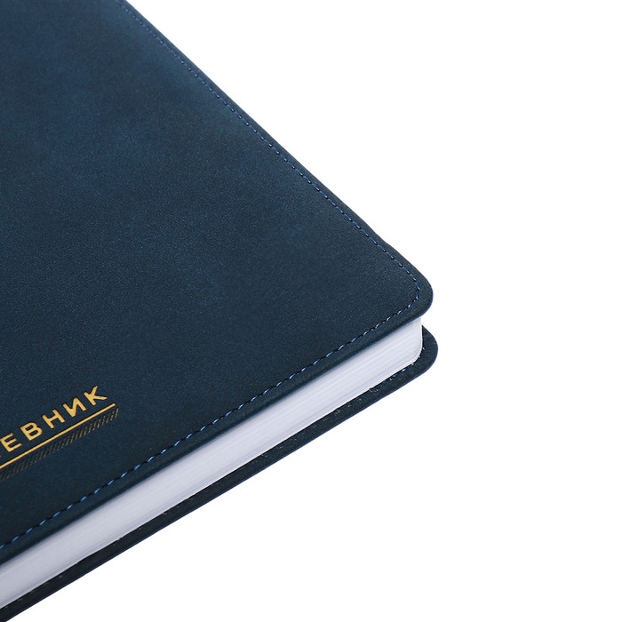 Ежедневник недатированный, А5, 140л, клетка, обл.кожзам, Синий