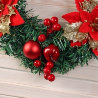 Венок новогодний d-30 см "Лесной фестиваль" цветы ягоды