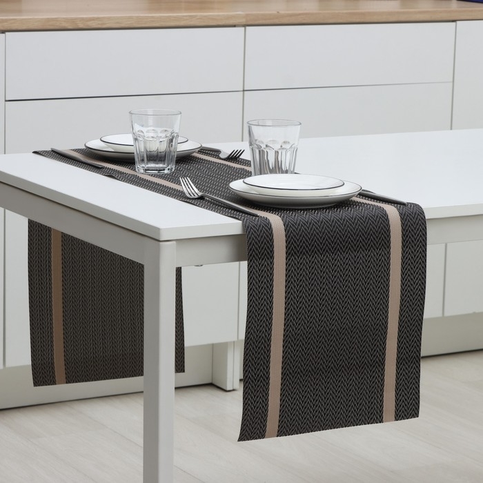 Дорожка на стол Magistro &laquo;Рона&raquo;, 30&times;150 см, цвет чёрный