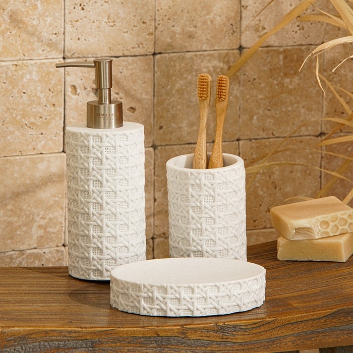 Аксессуары для ванной SL Home, 3 предмета: дозатор, мыльница, стакан