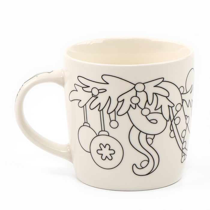 Новогодняя кружка под раскраску &laquo;Новый год! Змея и гирлянда&raquo;, 300 мл , набор для творчества, символ года 2025