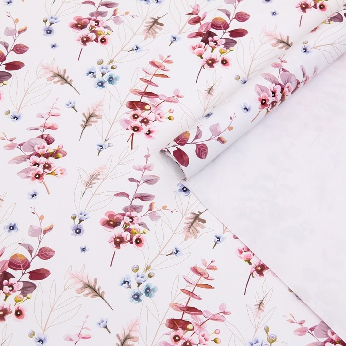 Бумага упаковочная глянцевая "Акварельные цветы", 1 лист, 70 &times; 100 см
