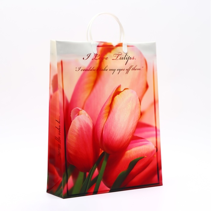 Пакет Пакет "Огненные тюльпаны", мягкий пластик, 42 x 32 см