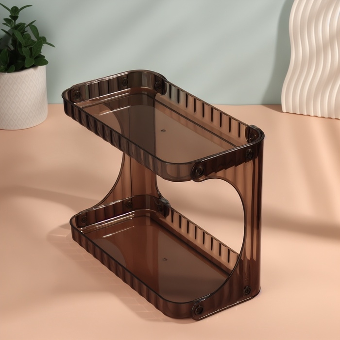 Органайзер для хранения, 2 секции, 28&times;14.5&times;21.5 см, чёрный, полупрозрачный