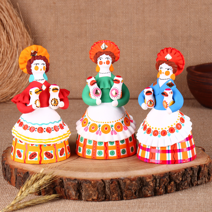 Дымковская игрушка Дымковская игрушка "Крестьянка с утками", 16 см, микс