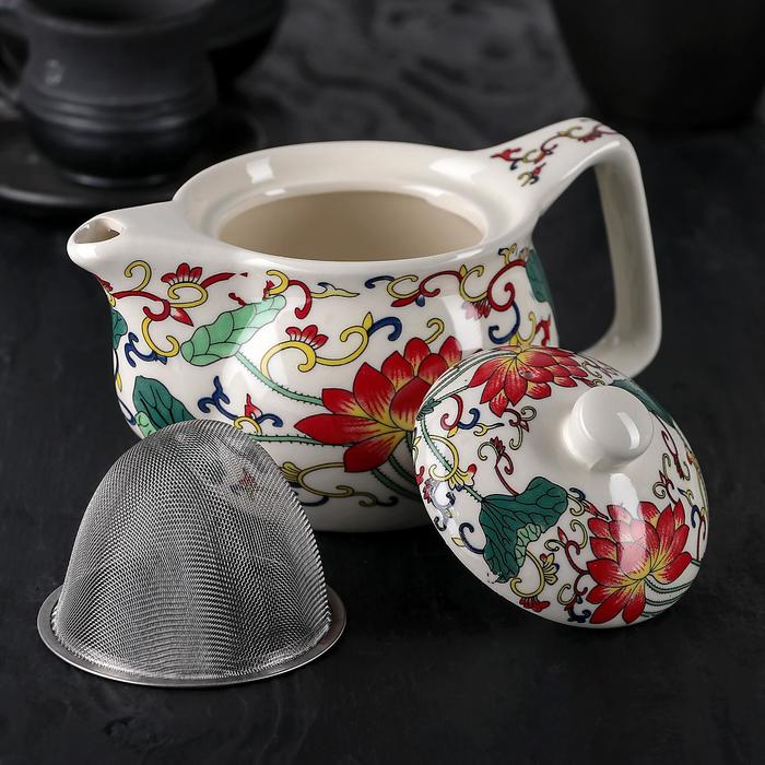 Чайник керамический заварочный с металлическим ситом &laquo;Лотос&raquo;, 350 мл