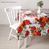 Клеёнка ПВХ &laquo;Божьи коровки&raquo;, ширина 137 см, толщина 0,08 мм, рулон 30 метров